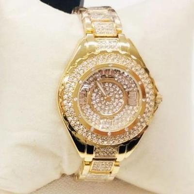 Antique Cubic Fashion Giu Bold Ring Chain Watch Leather Wristwatch (49889008)