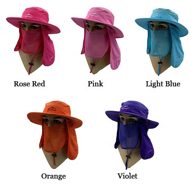 RTS High Quality Polyester Hunting and Fishing Custom Bucket Hat with Flap Neck Cover 360 UV Sun protection Fishing Bucket Hat