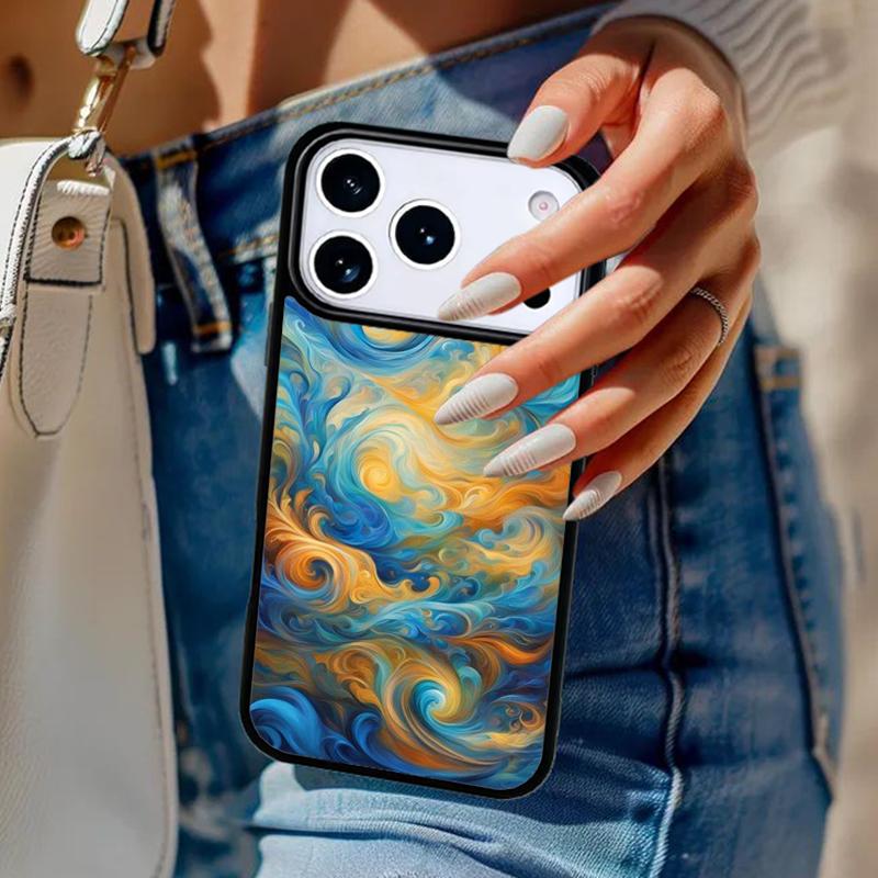 Abstract Blue Phone Case For iPhone 17 Air 14 15 13 12 Max Cover For Apple 14 15 16 16e 11 Pro Max Plus Coque iPhone 14pro
