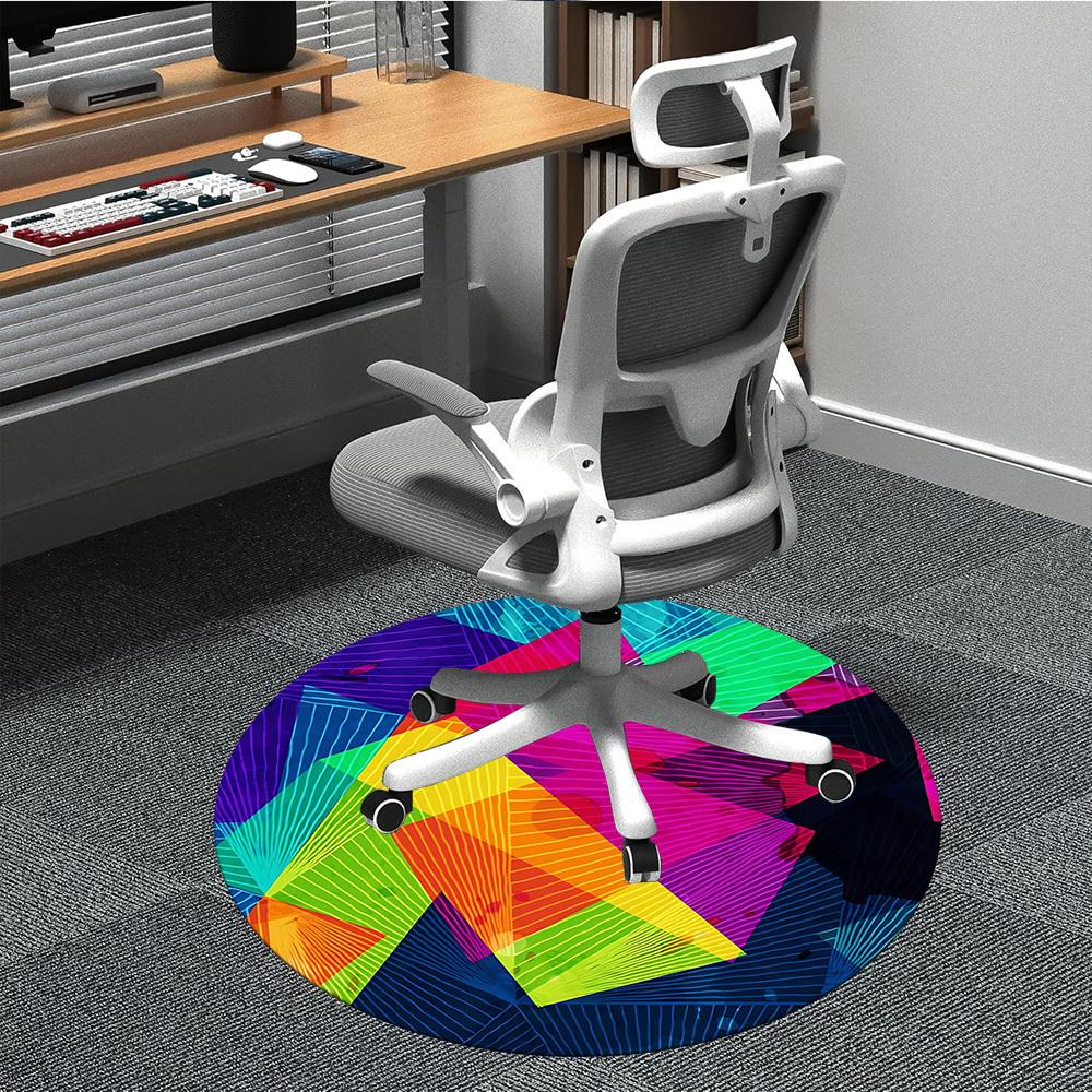 

1PC Colorful Geometric Pattern Office Round Rug, Non slip, Soft and Durable Office Rug for Interior Decoration, Perfect for Office 80cm