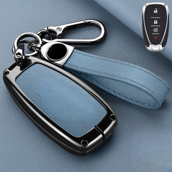 Leather Zinc Alloy Car Key Fob Case Cover For Chevy Malibu Camaro Cruze Traverse