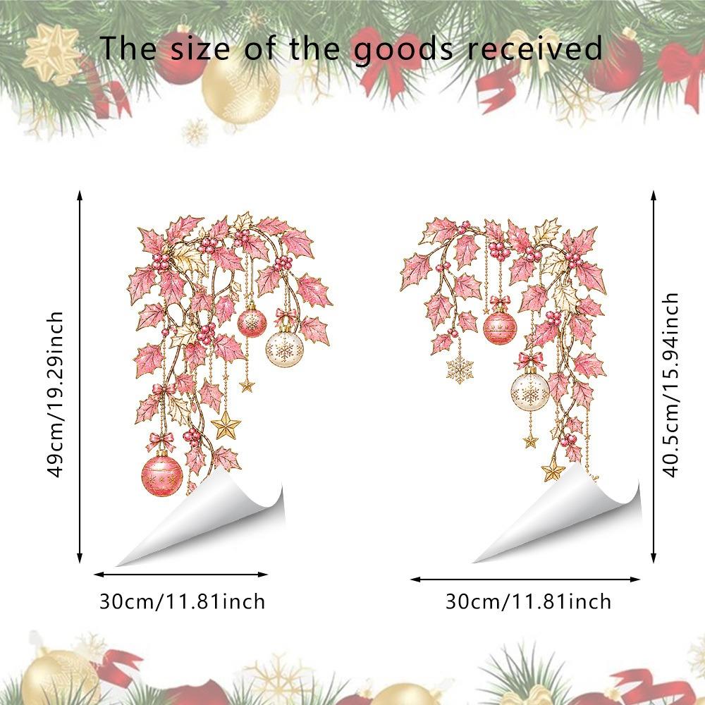 Multicolor Christmas Window Sticker Leaves Flower Vine Christmas Glass Stickers Party Supplies