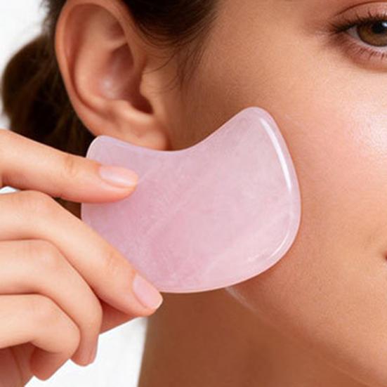 Pink Quartz Scraping Board Cat Head Shape Facial Massage Tool for Lifting Firming V-Face Line Relieves Fatigue Promotes Circulation Spa Gift for Women
