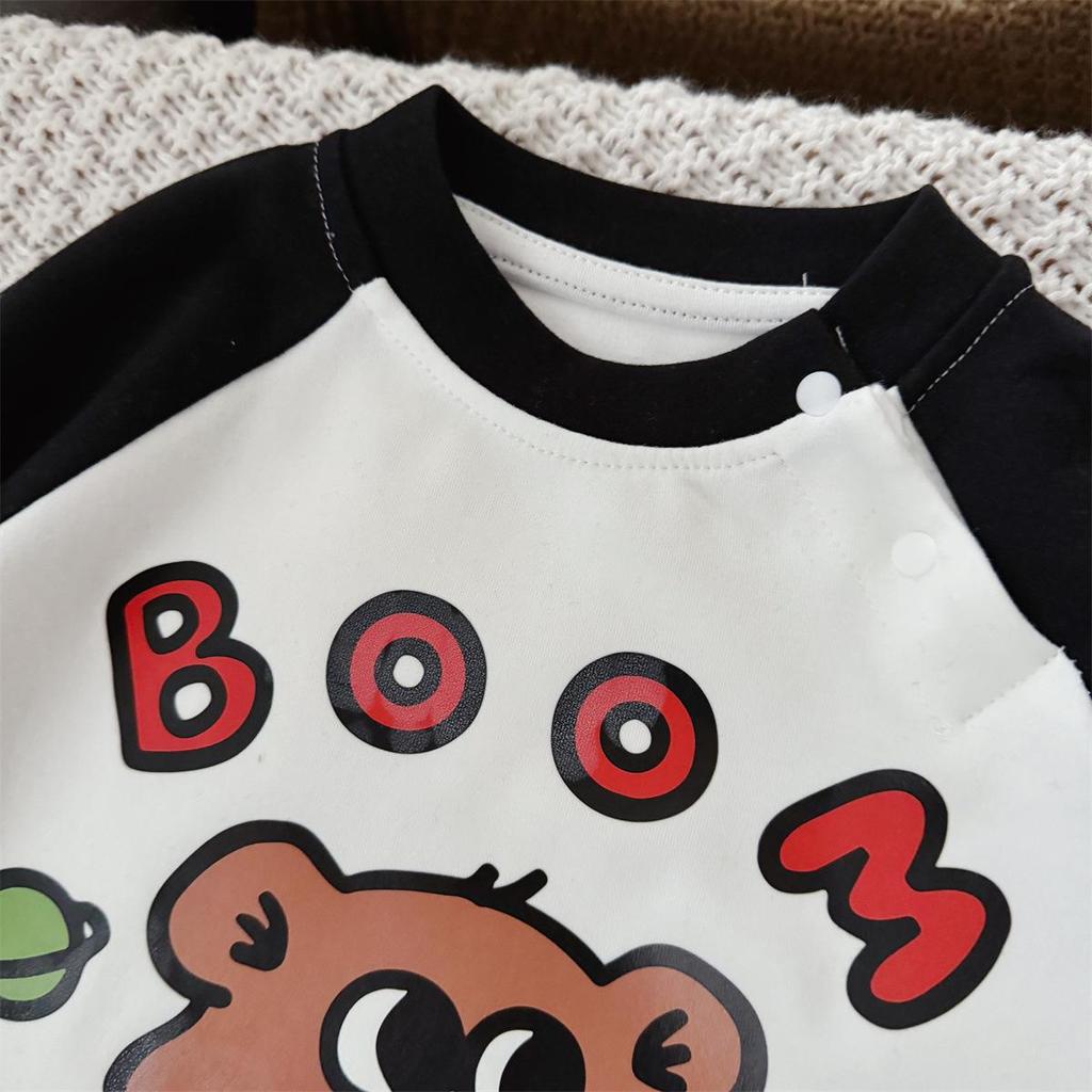Trendy Little Bear Spring Baby Onesie - Cartoon Boy Romper Crawling Suit