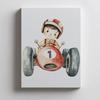 Boy In a Racing Car Poster Boy In a Racing Car Poster, 50X70 Cm, Frameless, Premium Canvas On Stretcher