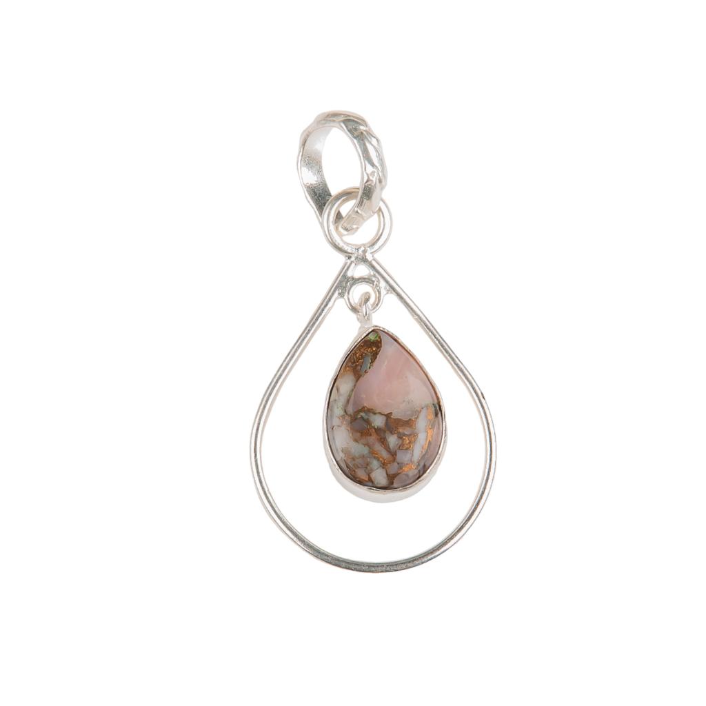 Natural Pink Opal Turquoise Gemstone 925 Sterling Silver Jewelry Pendant 1.60" PP-3-34