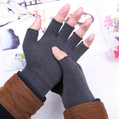 Winter Knit Warm Knitwear Mitten Half Finger Finger Gloves