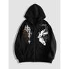 Dark Thorn+Angel Design Original Printed Zipper Hoodie, Fashionable Street Trendy Zipper Hoodie Suitable for Casual Occasions