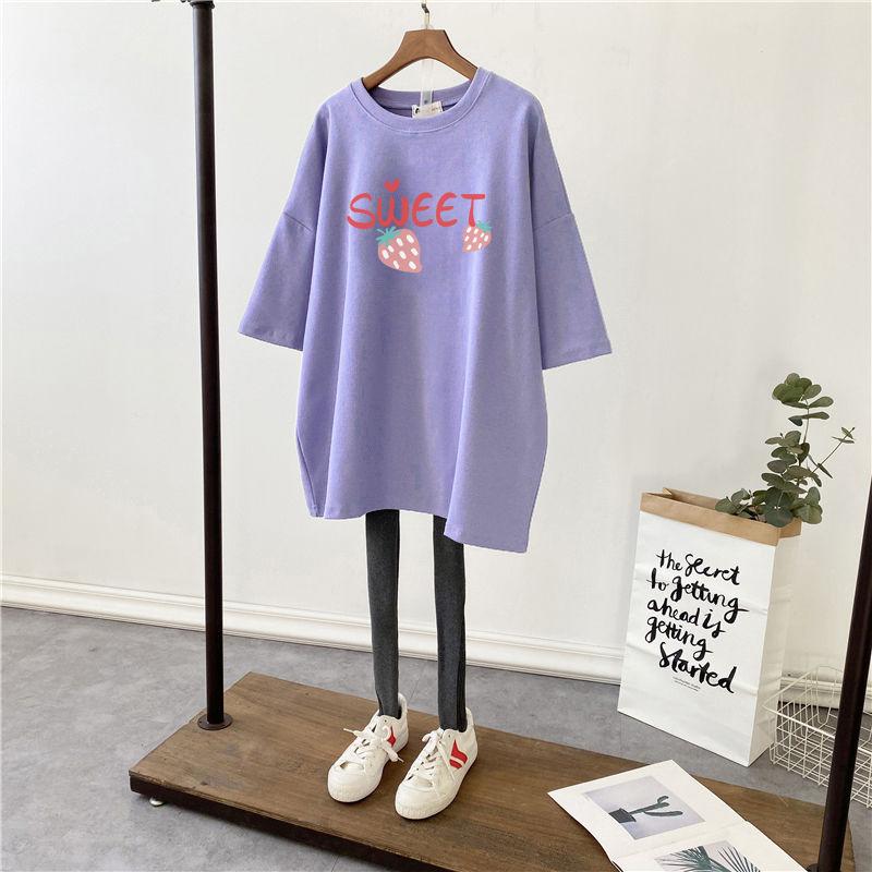 Women's Round Neck Short Sleeve Maternity Nursing T-Shirt Straight Mid Length Cartoon Print Plus Size Korean Casual Breastfeeding Top 2023 Summer