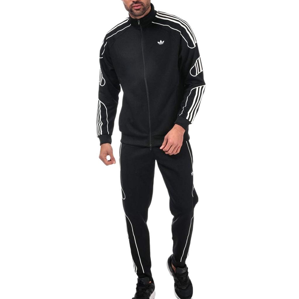 Adidas Originals Flamestrike Classic Series Striped Zip Shoulder Long Sleeve Jacket Men Jackets DU8111