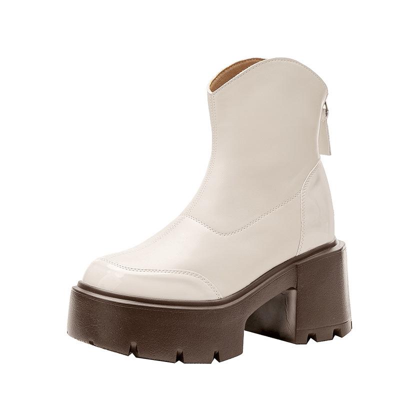 12Lm inner height increase thick heel short boots women's autumn and winter new small Martin boots thick sole small size thin boots 33