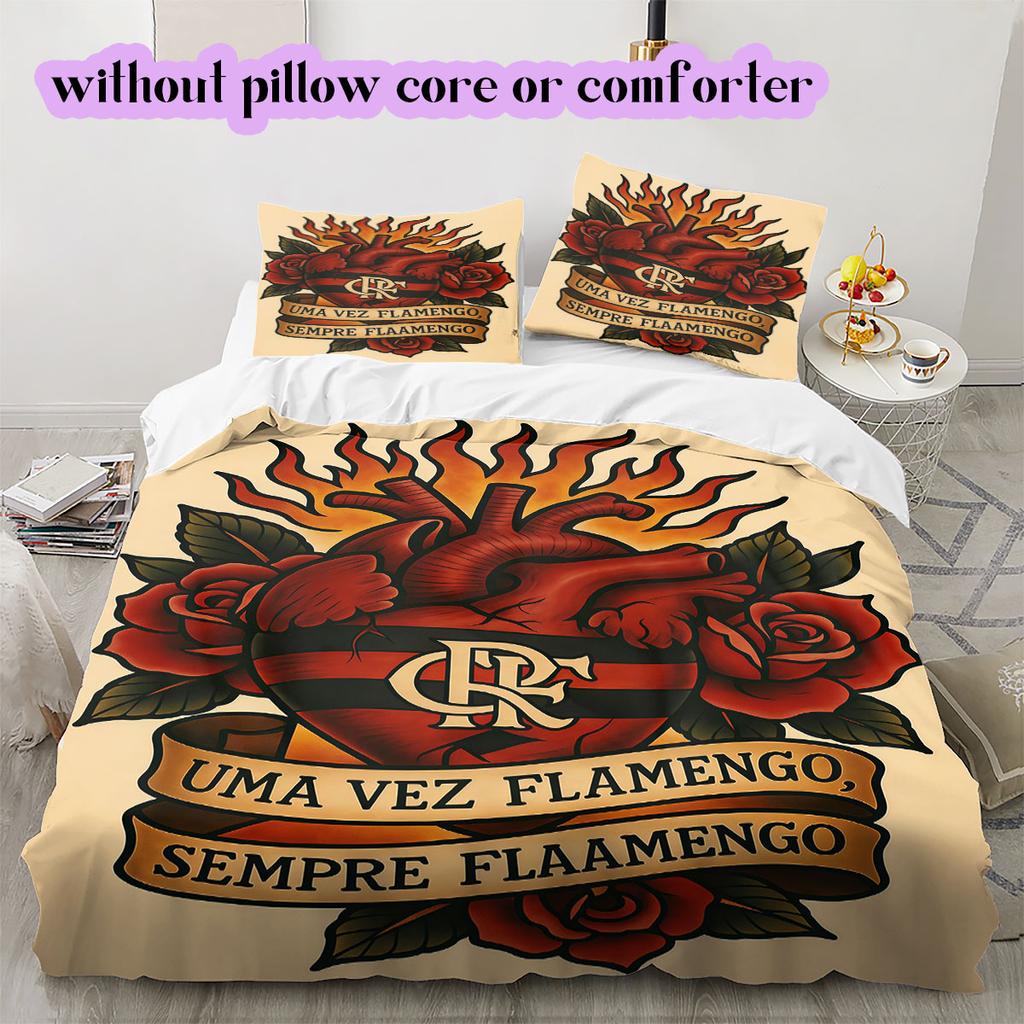 Flamengo football soccer Pattern Bedding,Quilt Set Quilt Cover Pillowcase Home Birthday Gift (1*duvet cover+2*pillowcase,without core)
