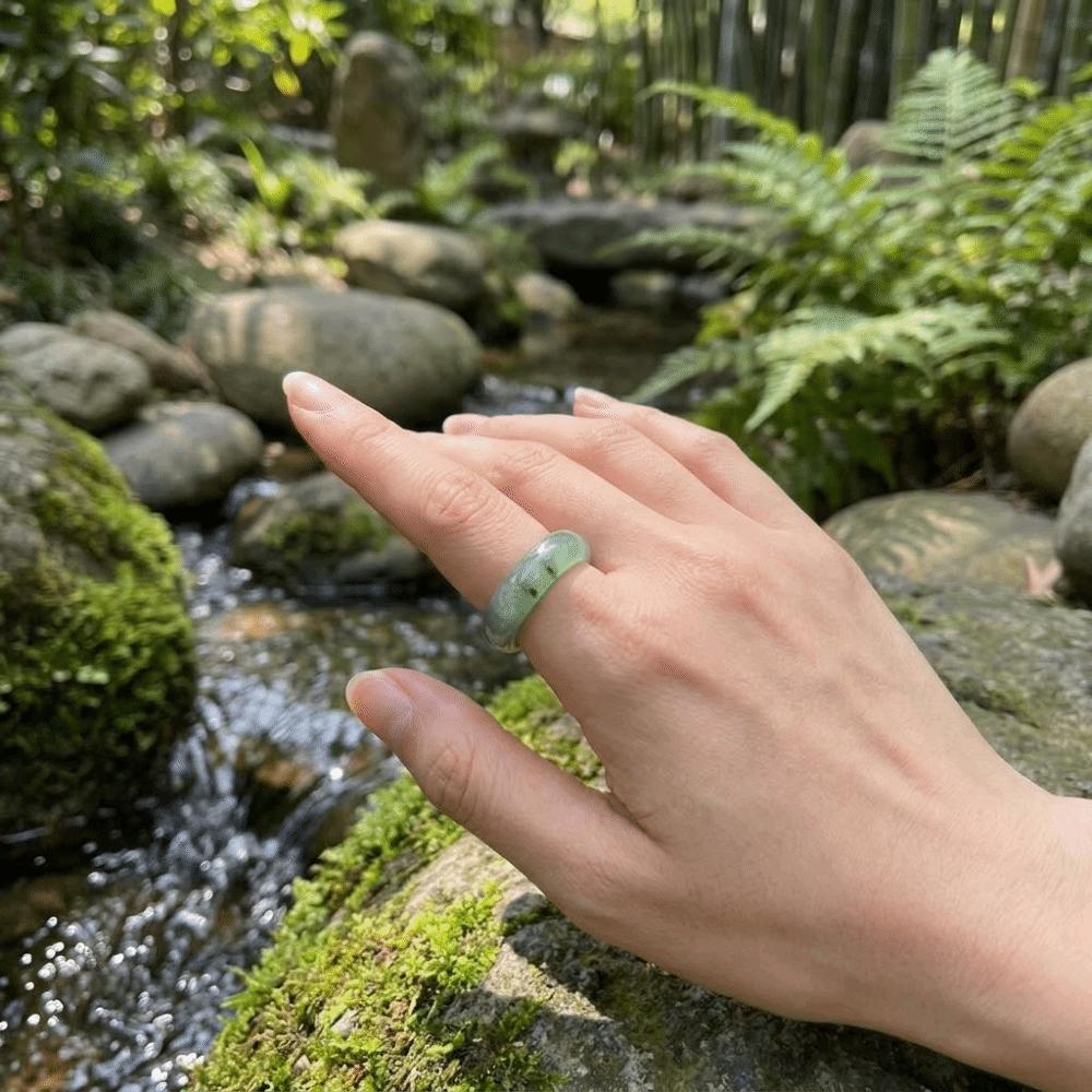 Obsidian Stone Crystal Stone Band Rings Natural Crystal Jewelry Finger Ring Minimalist Ring Women