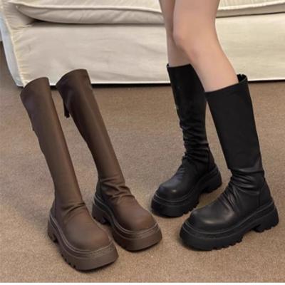 Popular Long Boots Women's 2025 New Autumn Thin Thick-soled Knee-high Knight Boots Small Long Boots