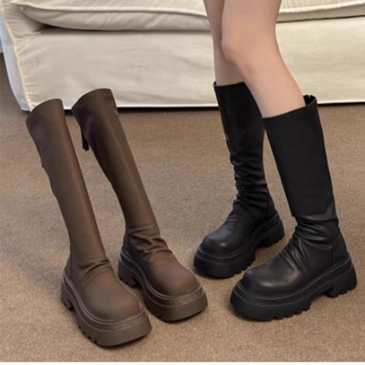 Popular long boots women's 2025 new autumn thin thick-soled knee-high knight boots small long boots