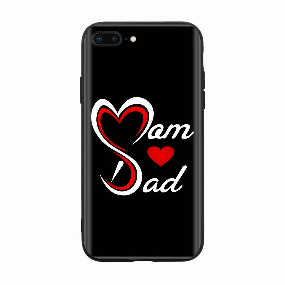 Black Case for Xiaomi Redmi 13C Note 9 iPhone XR 7 8 14 15 11 12 13 X XS Pro Max Samsung A25 S23 S24 FE Ultra Plus Mum and Dad