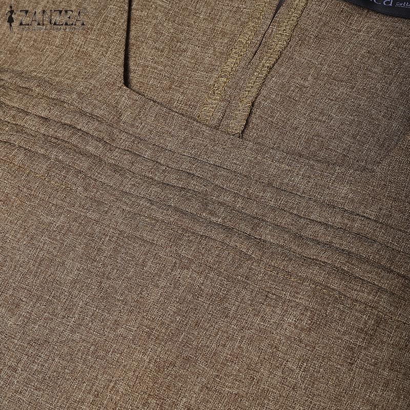 ZANZEA Women Casual Sqaure Collar Summer Loose 3/4 Sleeve Blouse