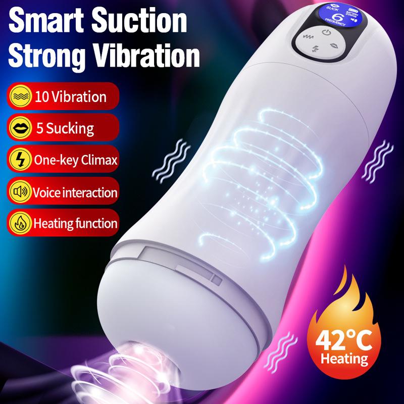 New Fully Automatic Retractable Suction and Heating LCD Display Aircraft Cup for Men's Masturbation and Adult Sex Toys