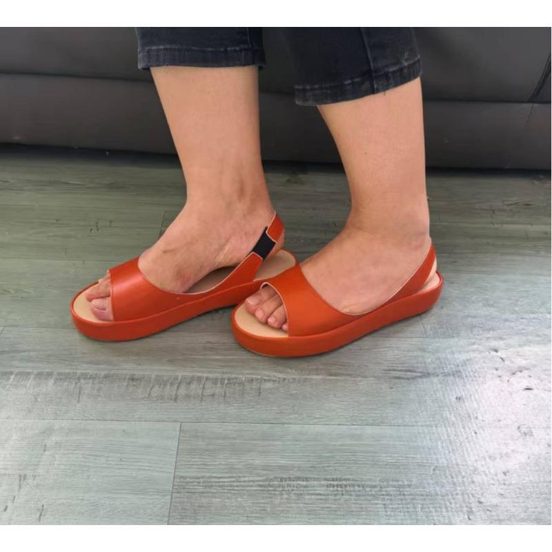 Fashion Women's Sandals  Peep Toe   Elegant Flat Shoes 2025  Ballet Flats Plus Size 42 43 Shoes Woman Orange White