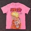 New Naruto Unisexga Retro Cover Naruto Print Pure Cotton Short Sleeved Loose Top with Fashionable Pattern for Unisex and Women