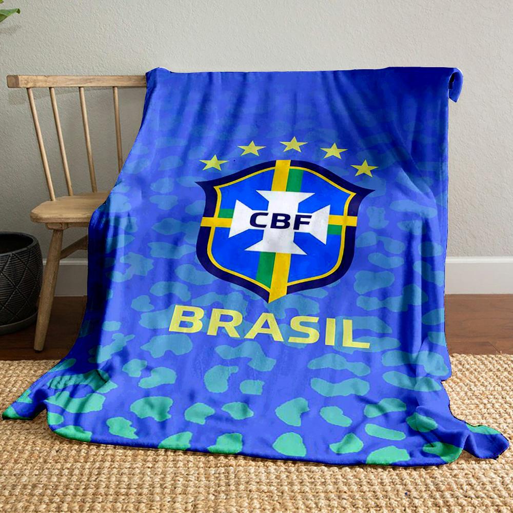Brazil Themed Blue Designed Flannel Blanket for Bedroom, Living Room, Sofa, and Nap