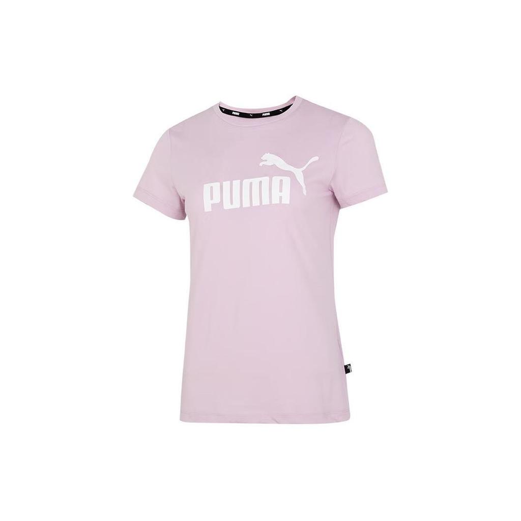 Puma Camiseta Feminina American Vintage Confortável Respirável Manga Curta Gola Redonda Estampa de Letras Rosa 630563-60