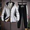 Winter Fleece Thicken Casual Tracksuit Sets Trend Hooded Patchwork Set Autumn Warm Sportswear Jacket Trousers Suits