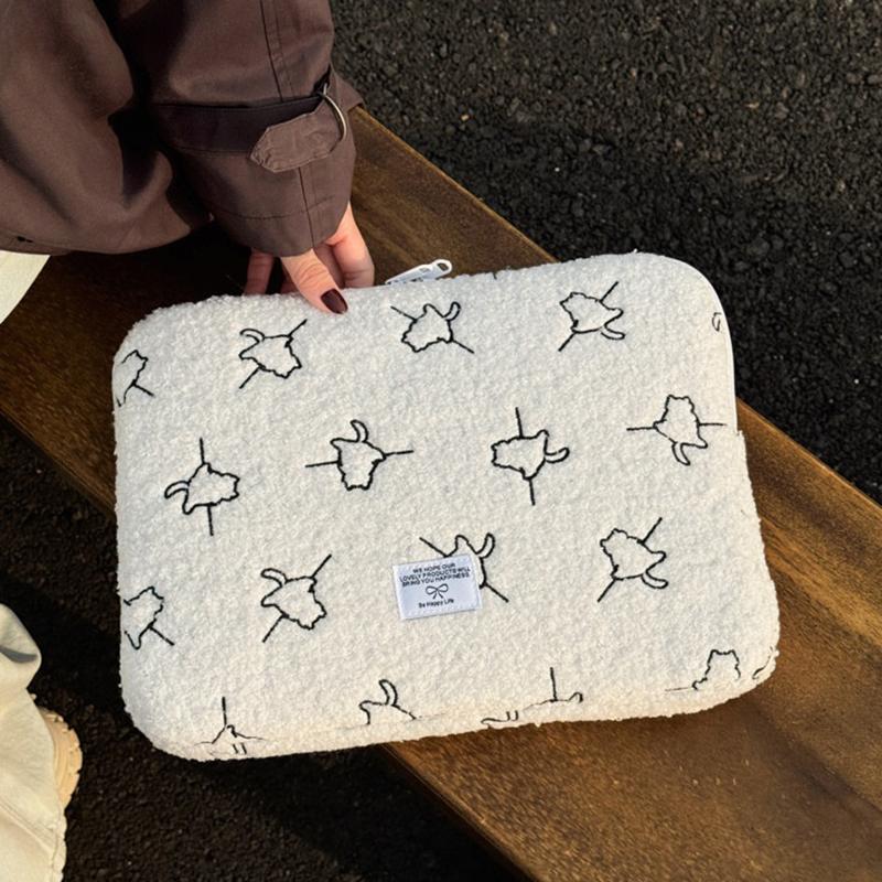 Plush Laptop Sleeve Case 13/14 Inch Notebook Bag For Macbook Air Pro Lenovo Hp 11 Inch Tablet Pouch For Ipad Portable Bag