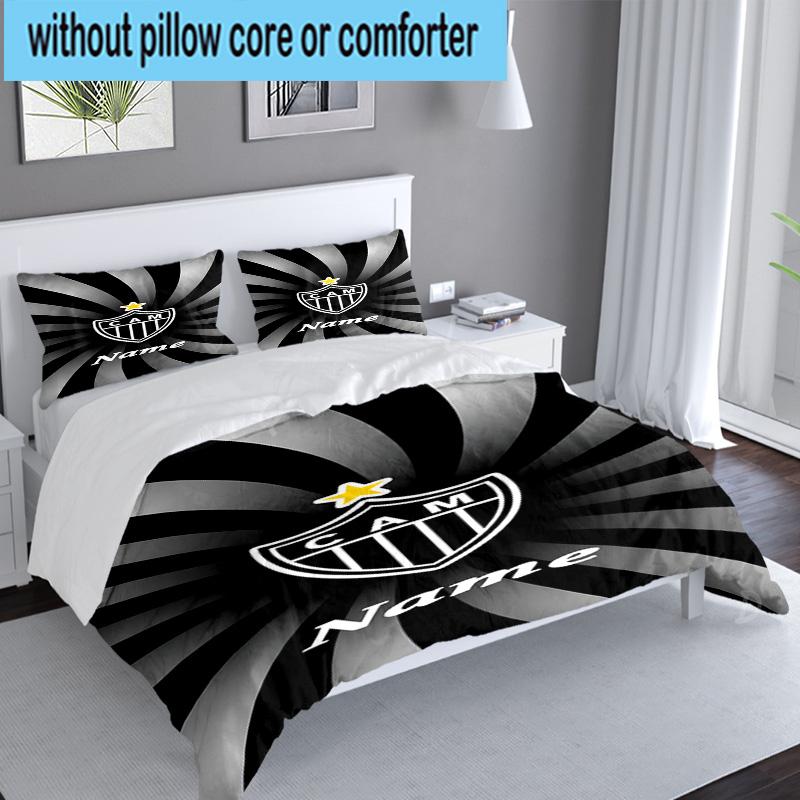 3PCS Custom Name Atletico Football Emblem Bedding Set, Including 1pc Duvet Cover And 2pcs Pillowcases, Suitable for Dorms and Bedrooms Gift