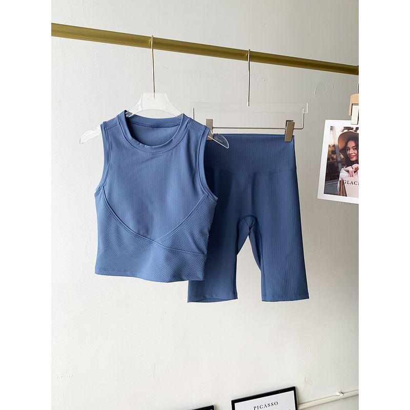 Lu Same Sports Suit Women 2025 New Arrival with Chest Pad Fixed Cup High Waist Hip Lift Fitness Yoga Shorts