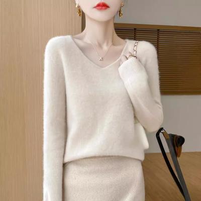 Wollpullover mit V-Ausschnitt, weiche Strickoberteile, Oberbekleidung, Unterhemden für Damen