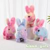 Conejo Arcoíris Eléctrico de Peluche Caminando Moviendo Orejas Sonido Animal de Peluche Interactivo Lindo Regalo de Cumpleaños