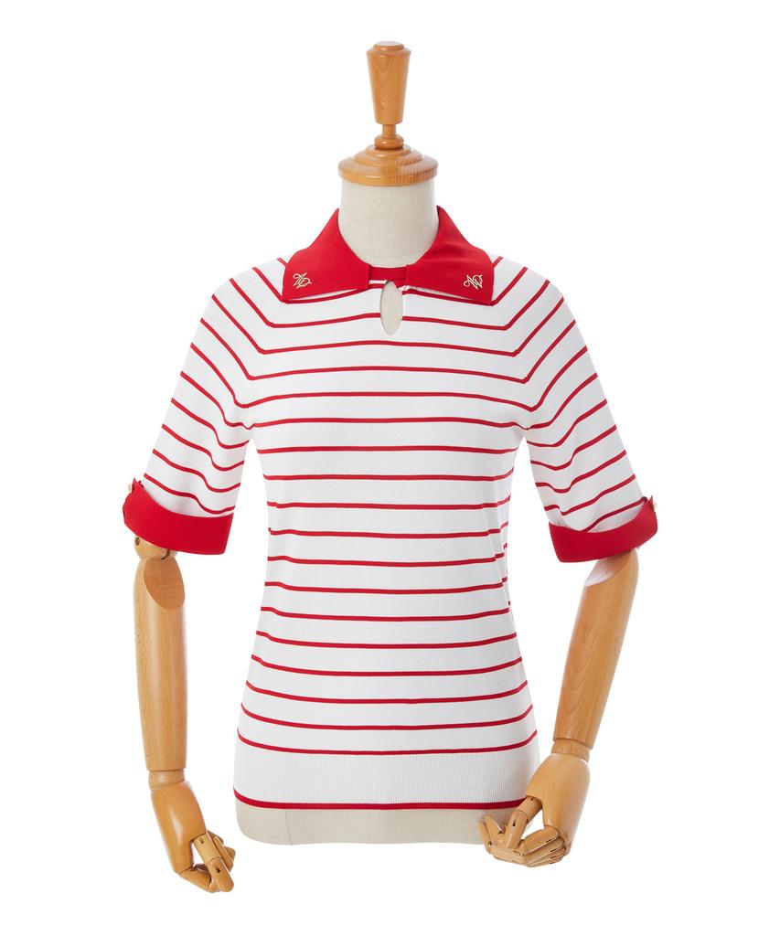 AOW Squar Collar Stripe Knit