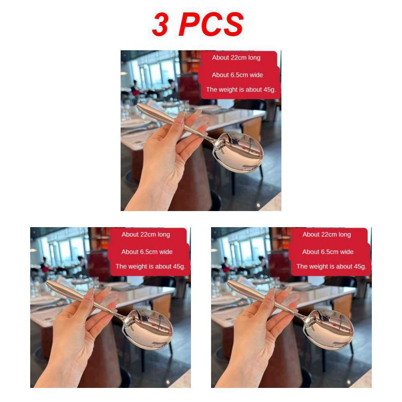 Thicken Kitchen Dinner Dish Soup Rice Western Restaurant Bar Public Spoon Large Stainless Steel Round Head Buffet Serving Spoon