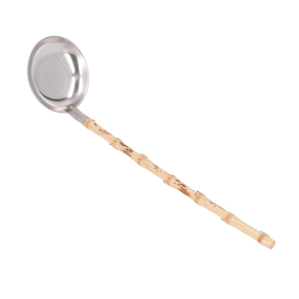 Stainless Steel Hot Pot Ladle Anti Scalding Heat Insulation Long Handle Hotpot Ladle Bamboo Handle