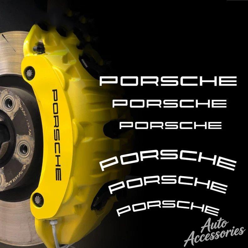 Car Brake Caliper Tire Rim Strips Decor Decal For Porsche Cayenne Panamera Macan 911 Taycan Boxster Cayman Car Wheel Hub Sticker