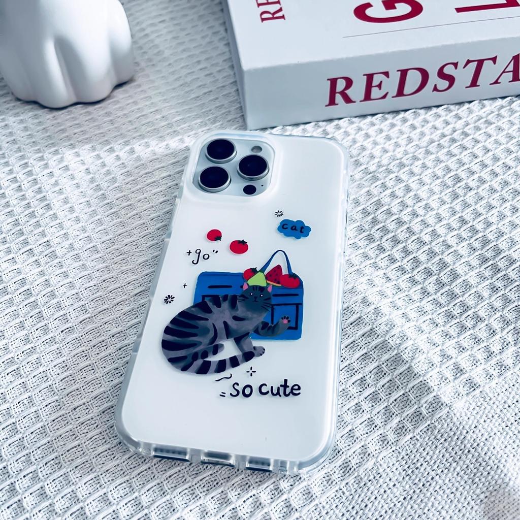 Niedliche Kuchen-Katze für Apple 1314promax Handyhülle Transparent 15IMD Doppelschicht 17pro Weiche Hülle 11