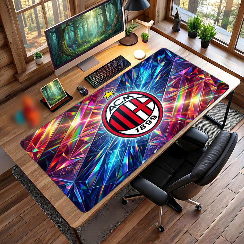 Tappetino per Mouse Grande Stampato AC Milan, Tappetino Morbido in Gomma Antiscivolo per Scrivania da Gioco per Ufficio Laptop Computer Decorazione