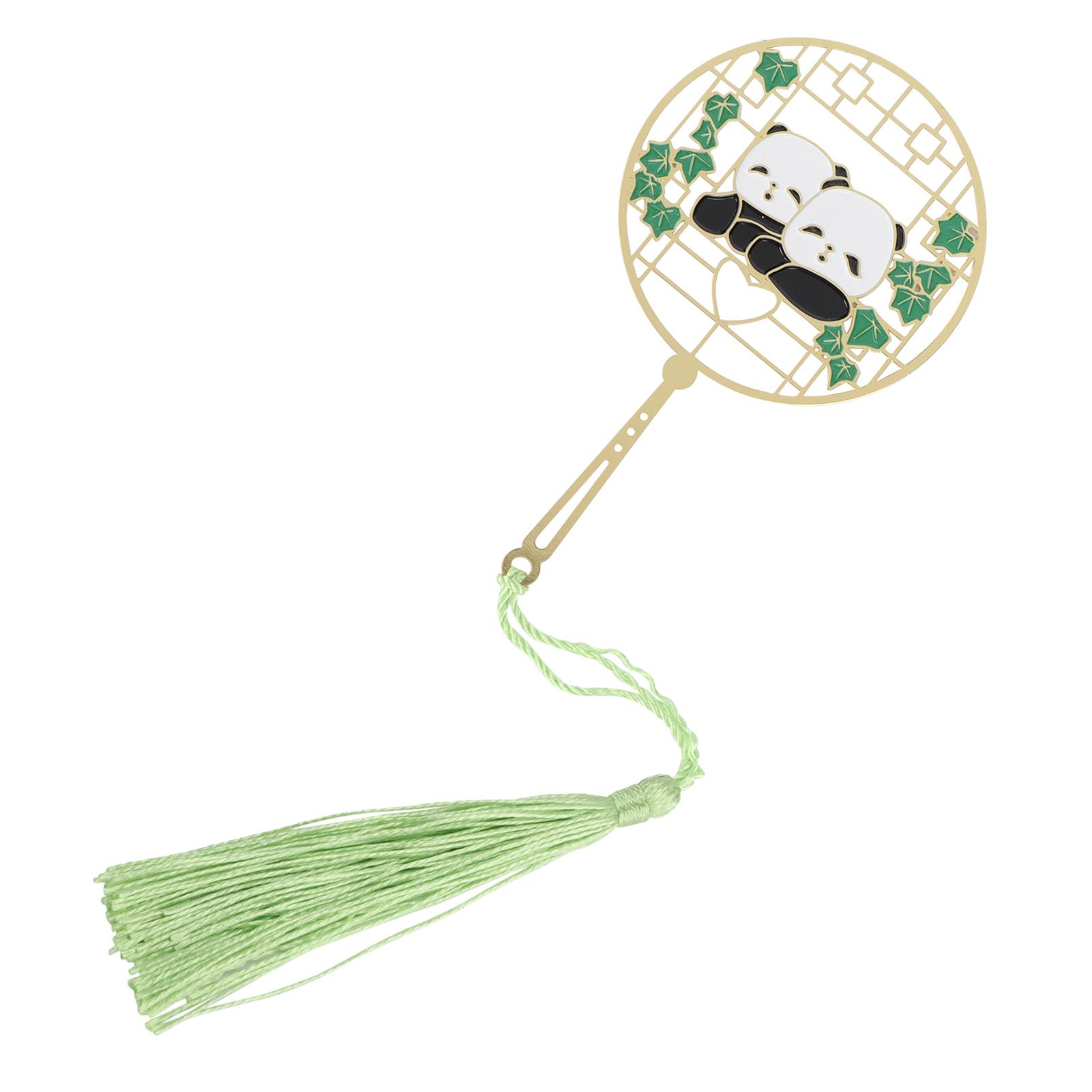 

Металлическая закладка Креативный маркер страницы Полая в китайском стиле Винтажная скрепка для книги с кисточкойПанды на подоконнике