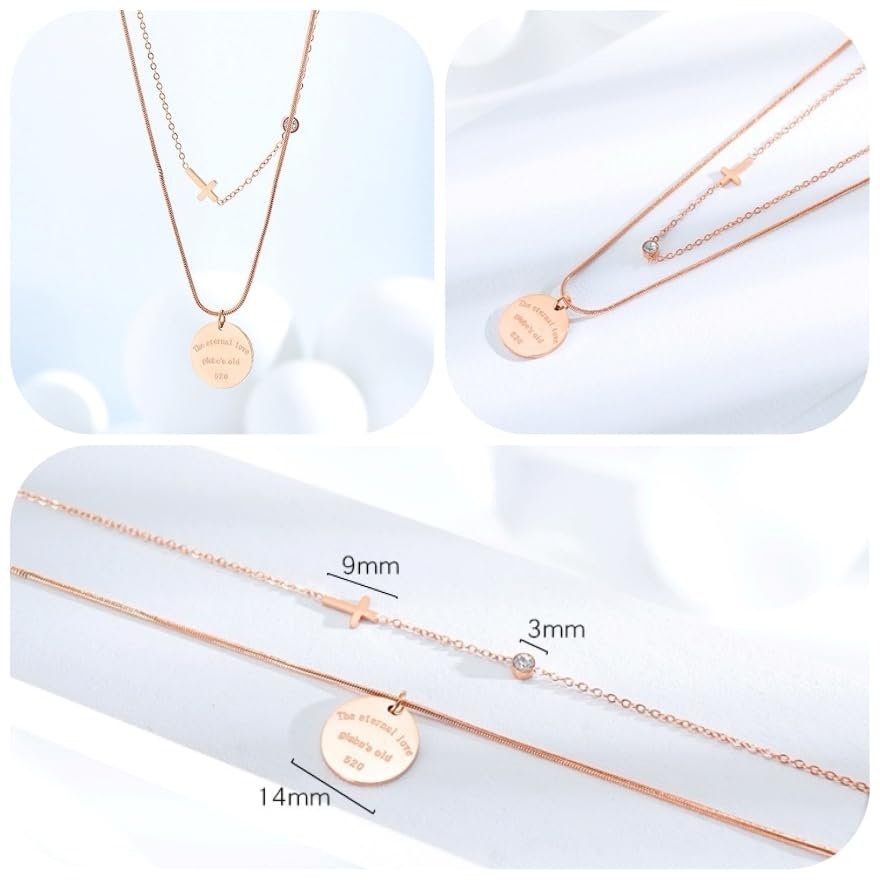 Surgical stainless steel can be worn all the cross and medal charm with silver double chain [Galant] necklace, time, rust-free, hypoallergenic,