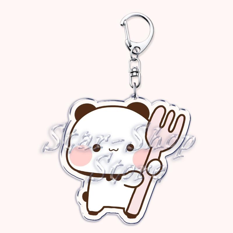 Cute Bubu Love Dudu Yier Keychains Couple Bear Panda Keyrings for Accessories Bag Pendant Key Chain Jewelry Fans Lovers Gifts