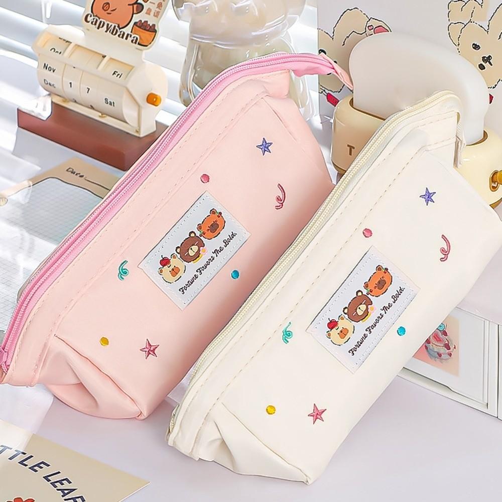 Bear Pattern Stationery Bag Large Capacity Pen Pencil Case Kawaii Pencil Bag  School