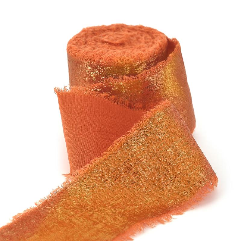 Handgefertigtes Ausgefranstes Kanten Goldenes Seidenband Stoffband Für Hochzeitseinladung Verpackung Sträuße Geburtstagsfeier Dekorationen Geschenke