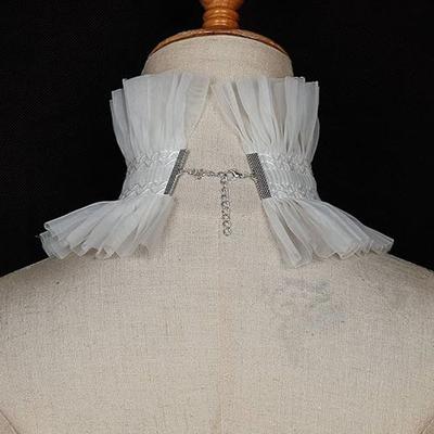 Neck Jewelry Ruffle Gothic Collar Black White Gem Decorated Ruffle Collar Victorian Style Cosplay Collar Gothic Events