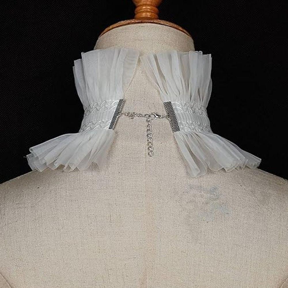 Black White Gothic Collar Victorian Style Ruffle Collar Neck Jewelry Lace Jabot Collar  Halloween