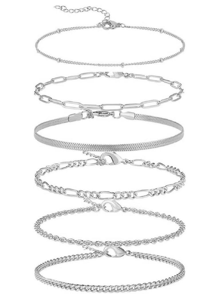 Trendy Multi-layer Sparkling Snake Bone Anklet Set
