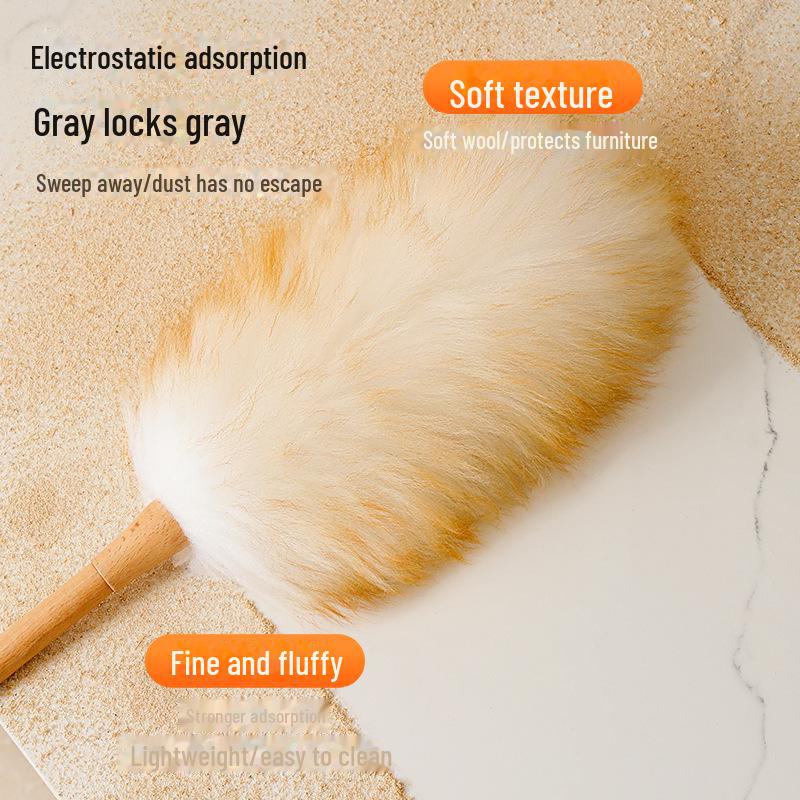 Premium Wool Duster: Electrostatic, Fluffy & Extendable for Efficient Household Dust Removal