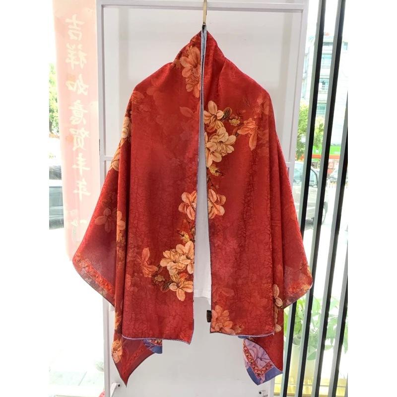 Chinese style national style silk scarf fragrant cloud yarn Chinese style summer sun protection thin scarf high sense versatile retro streamer silk sc