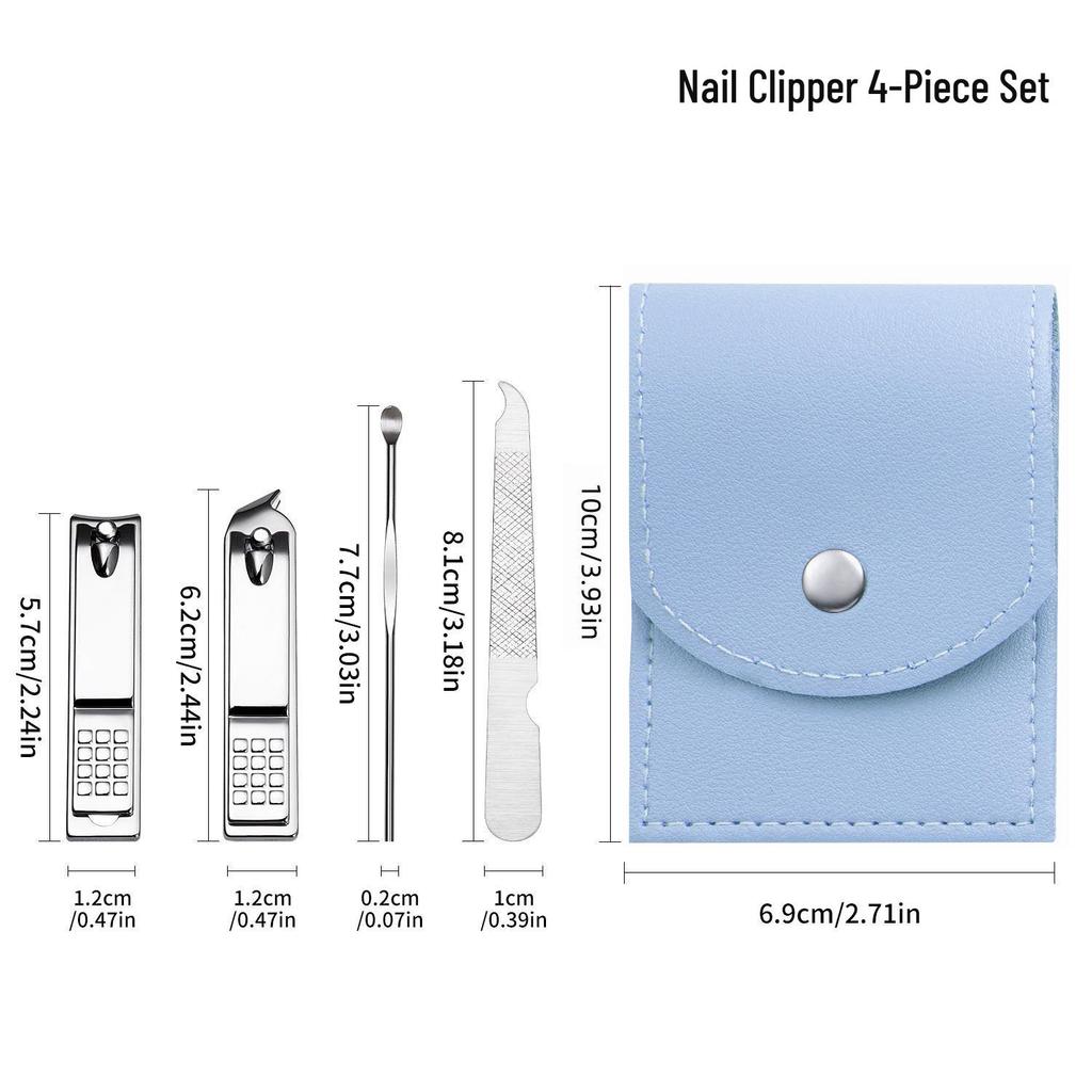 Nail Clipper & Angled File Set with Ear Pick - Manicure Tools for Women