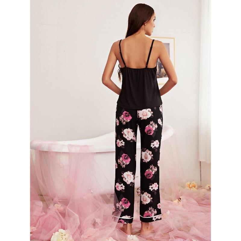 Spring/Summer Sexy Strap Long Pants Two-Piece Nightwear